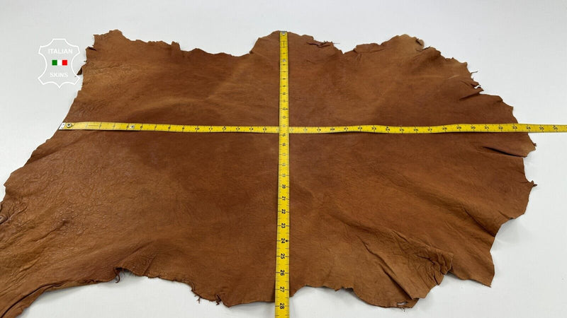 WASHED BROWN WRINKLED VEGETABLE TAN VINTAGE LOOK Lamb leather 6+sqf 1.1mm C2805