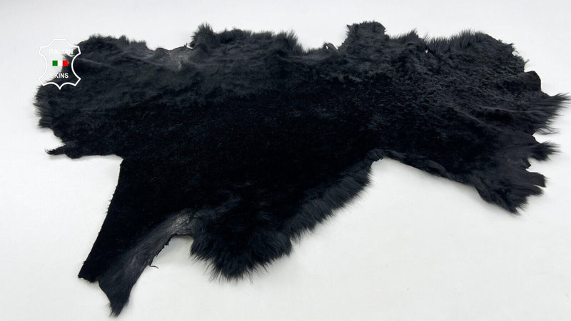 BLACK SHORT HAIR ON Soft Italian sheepskin Shearling Leather fur 16"x34" #C1027