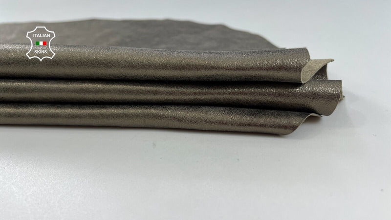 METALLIC PEWTER VINTAGE LOOK Thin Soft Italian Lamb leather 3+sqf 0.6mm C2077