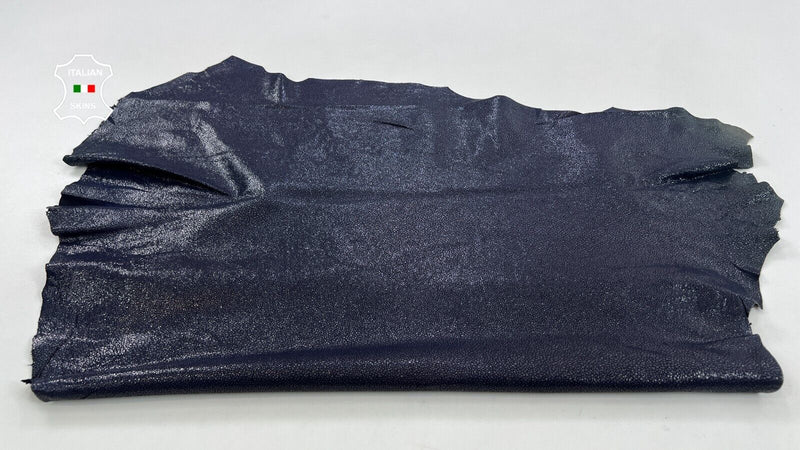 BLUE REPTILE PRINT On SHINY Soft Italian Lambskin leather hide 6sqf 0.7mm #C775