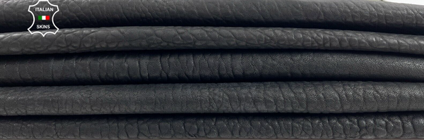 NATURAL BLACK BUBBLY GRAINY VEGETABLE TAN Lamb leather 2 skins 12+sqf 1.3mm C866