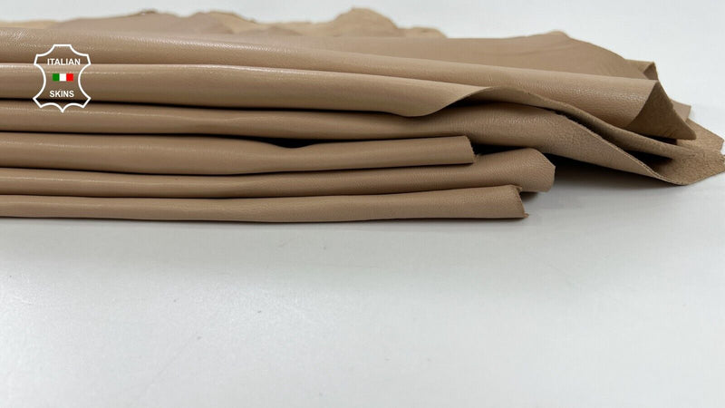 CREAM BEIGE SEMI GLOSS Thin Soft Italian Lamb leather 2 skins 16sqf 0.6mm #C659