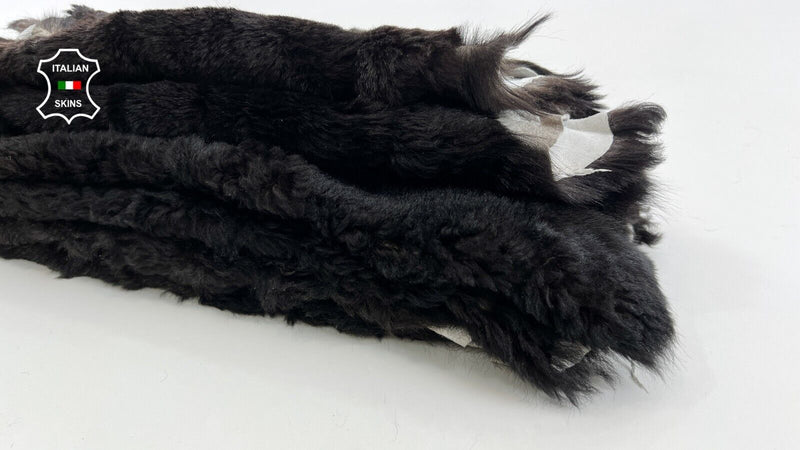 VERY DARK BROWN Soft Hair On sheepskin shearling fur leather 3 skins 8sqf #C540