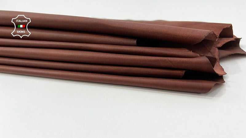 NATURAL BURNT BROWN Thin Soft Italian Lamb Leather 2 skins 10+sqf 0.6mm #B9875