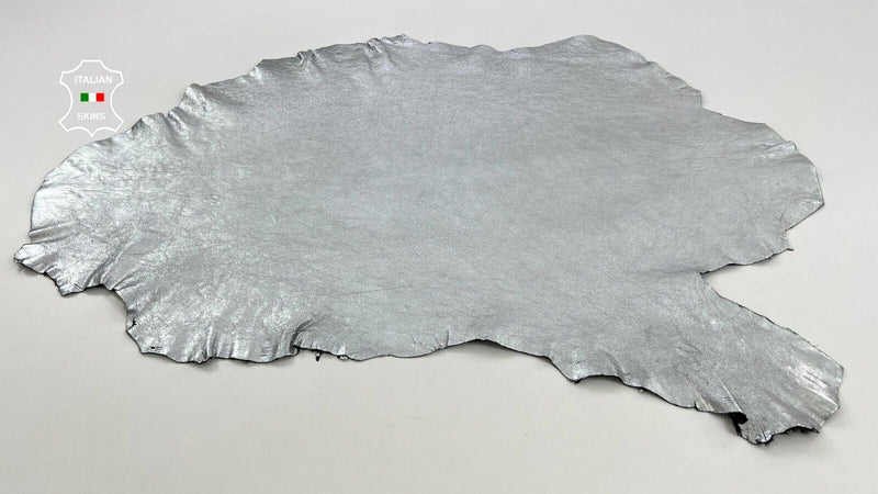 METALLIC SILVER WASHED ROUGH Thick Soft Lambskin leather hides 7sqf 1.7mm C1219