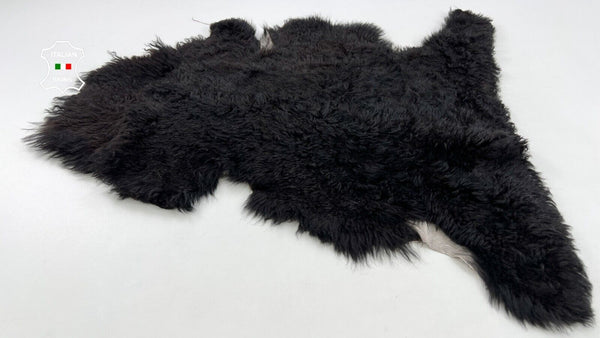 VERY DARK BROWN HAIR ON Italian sheepskin Shearling Leather fur 21"x30" #C1030