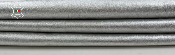 METALLIC SILVER ROUGH Thick Soft Goatskin Goat leather hides 4+sqf 1.1mm C1610