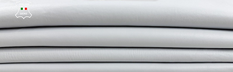 ICE WHITE Thick Soft STRETCH Backed Lambskin leather 2 skins 11+sqf 1.1mm C2353