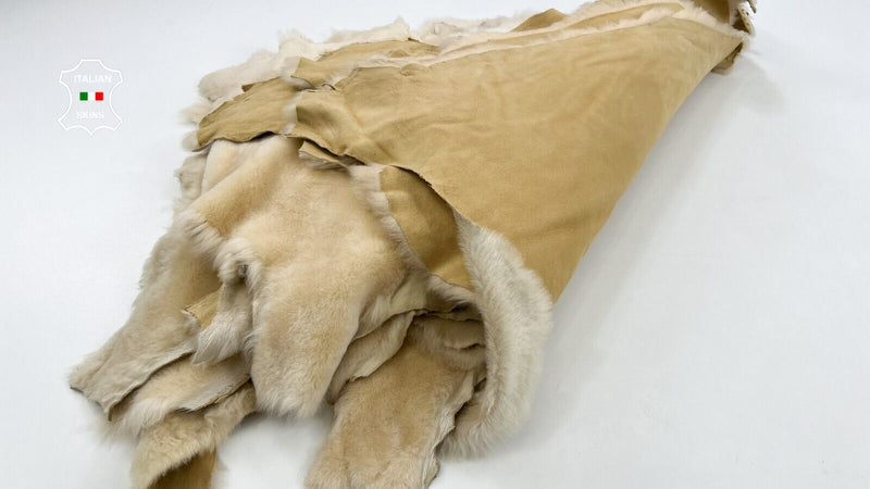 IVORY LIGHT SAND Hair On DOUBLE FACE On Suede sheepskin fur 7 skins 35sqf #C743