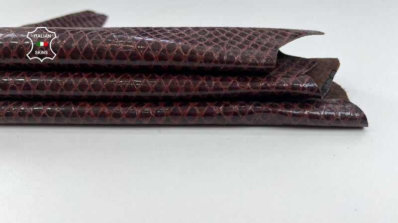 BURGUNDY MAROON PATENT SNAKE PRINT ON Soft Lambskin leather 4sqf 0.9mm #C1953