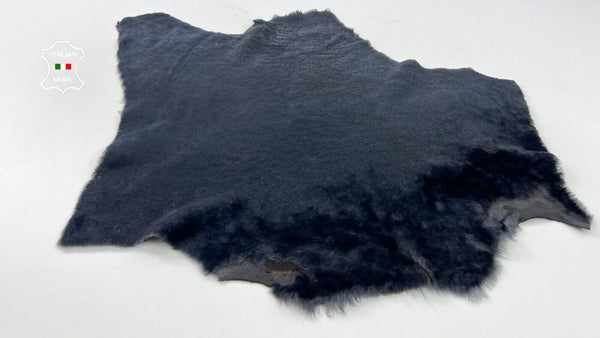 DARK BLUE MIDNIGHT Short HAIR On sheepskin Shearling Leather fur 23"x25" #C1135