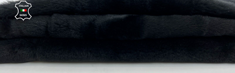 BLACK SHORT HAIR ON Soft sheepskin Shearling Leather hide skin fur 21"x26" #C840