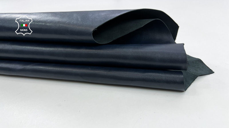 DARK BLUE ANTIQUED SHINY Italian Metis Lambskin leather hides 6sqf 0.9mm #C783