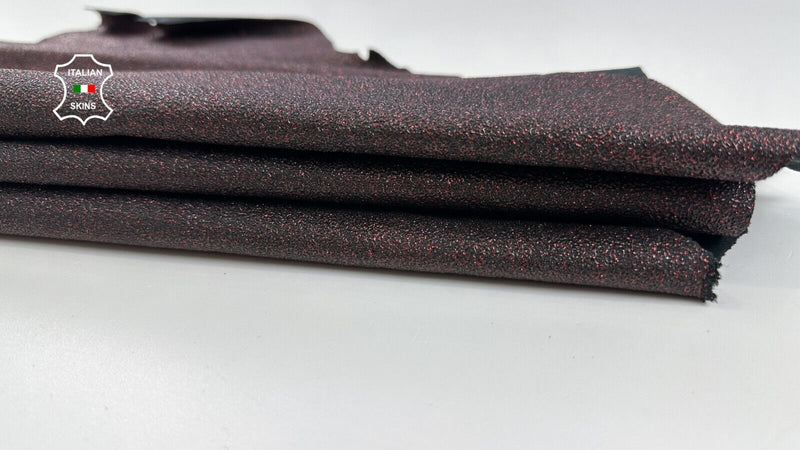 METALLIC WINE RED SHIMMER PRINT ROUGH Thick Lambskin leather 5+sqf 1.1mm C2187