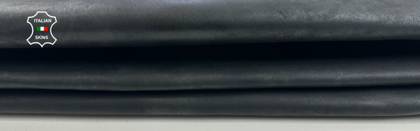 MIDNIGHT VINTAGE BLACK Thick Italian Goatskin leather hides 6+sqf 1.3mm #C2601