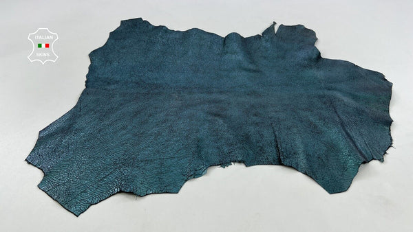 METALLIC TEAL CRACKED Thick Italian Goatskin Goat leather hide 3+sqf 1.3mm C1680