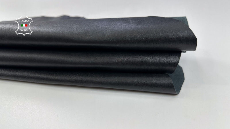 JET BLACK ROUGH Thick Soft Italian Lambskin Sheep leather hides 6sqf 1.3mm C2292