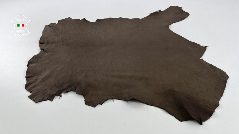 NATURAL DARK BROWN VEGETABLE TAN Thick Soft Italian Lamb leather 5sqf 1.3mm C580