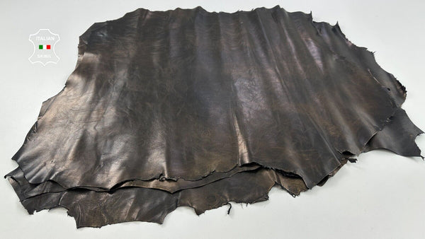 METALLIC BRONZE ANTIQUED Italian Goatskin leather hide 3 skins 14sqf 0.9mm C3051