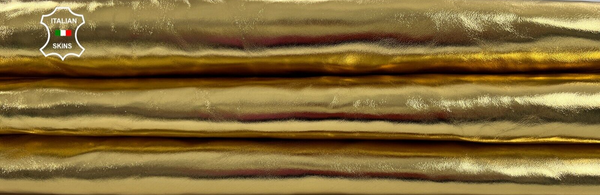 METALLIC GOLD WRINKLED Italian Lambskin Sheep leather hides 5+sqf 0.8mm #C1295