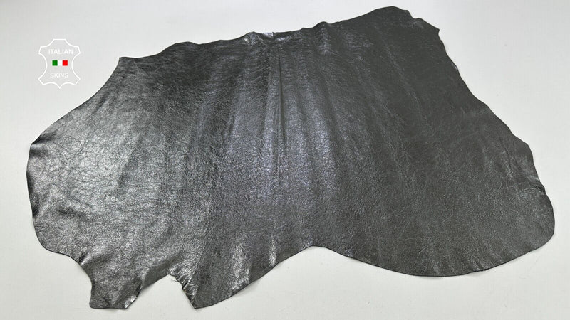 METALLIC GUNMETAL CRINKLED Soft Italian Lambskin leather hides 7sqf 0.8mm #C2557