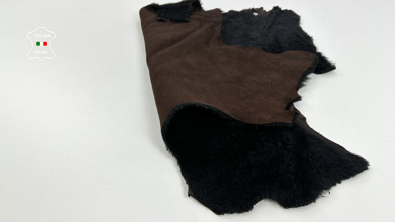 VERY DARK BROWN Italian sheepskin Hair on Shearling fur leather 18"x21 #C2723