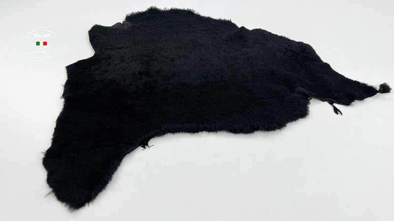 BLACK ON BLACK SUEDE HAIR ON sheepskin Shearling Leather fur 20"x29" #C838