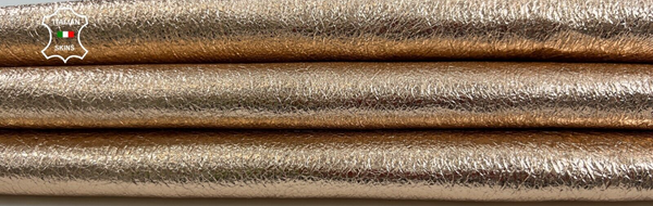 METALLIC ROSE GOLD CRISPY CRINKLED Soft Italian Goat leather 5sqf 0.8mm #C1929