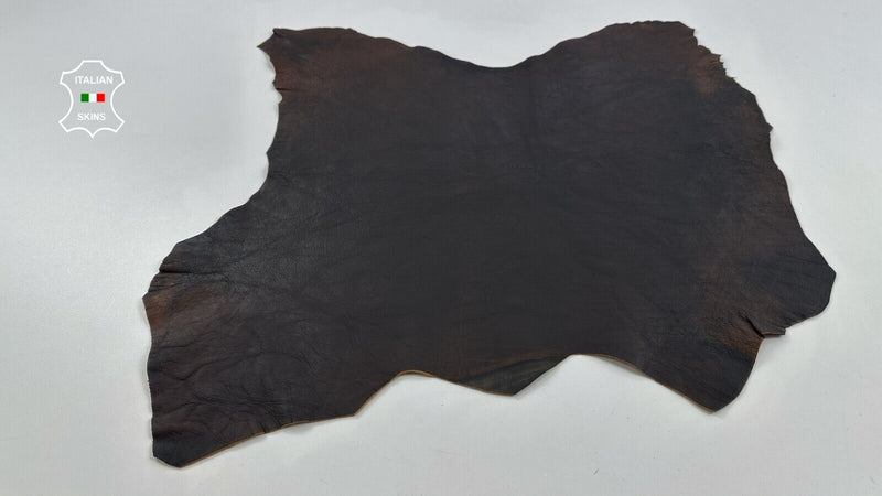 RUSTIC ANTIQUED CRINKLE DARK BROWN Soft Goatskin Goat leather 3+sqf 1.0mm #C3045