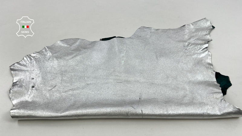 METALLIC SILVER ROUGH Thick Soft Goatskin Goat leather hides 4+sqf 1.1mm C1610