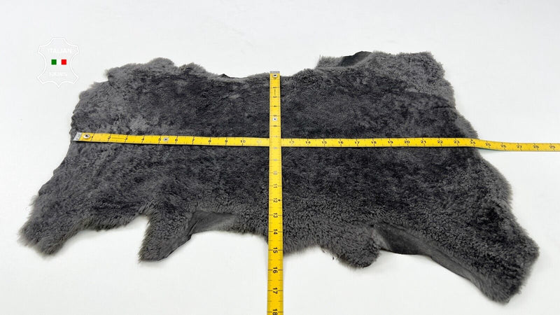 GREY SHORT HAIR On sheepskin Shearling Lamb hides skin Leather fur 14"x23" C1131