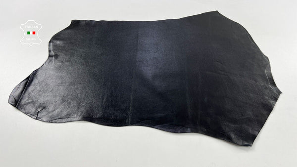 SHINY BLACK BACKED WITH LYCRA STRETCH Thick Lambskin leather 2sqf 1.1mm #C1515