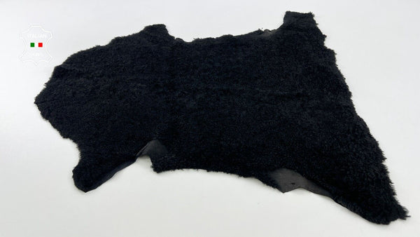 BLACK SHORT Hair On BLACK DOUBLE SIDE USE sheepskin shearling fur 19"X30" #C539