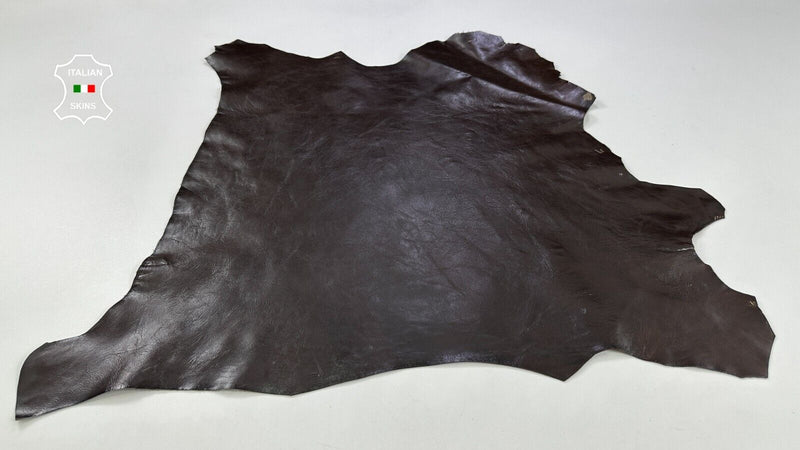 CHOCOLATE BROWN COATED CRINKLED SHINY Thick Goatskin leather 5sqf 1.2mm #C2169