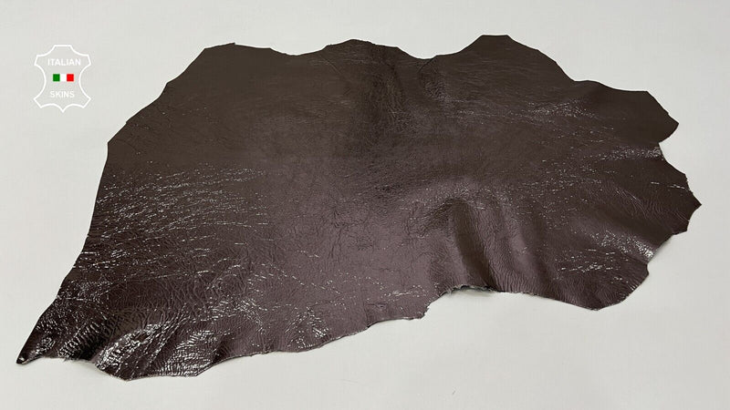 METALLIC SMOG CRINKLE SHINY Italian Lambskin leather hides 5+sqf 0.8mm #C416