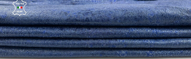 METALLIC BLUE SHIMMER PEARLIZED WASHED Goat leather 2 skins 12sqf 1.1mm #C3054