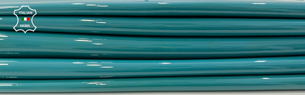 AQUAMARINE GREEN PATENT SHINY GLOSSY Calfskin leather 2 pieces 10+sqf 1.1mm C350