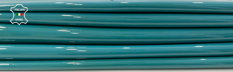 AQUAMARINE GREEN PATENT SHINY GLOSSY Calfskin leather 2 pieces 10+sqf 1.1mm C350