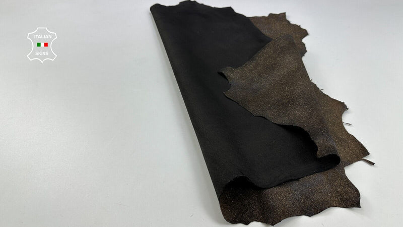 METALLIC BRONZE SHIMMER PRINT ON Italian Goatskin leather hide 6+sqf 0.8mm C2151