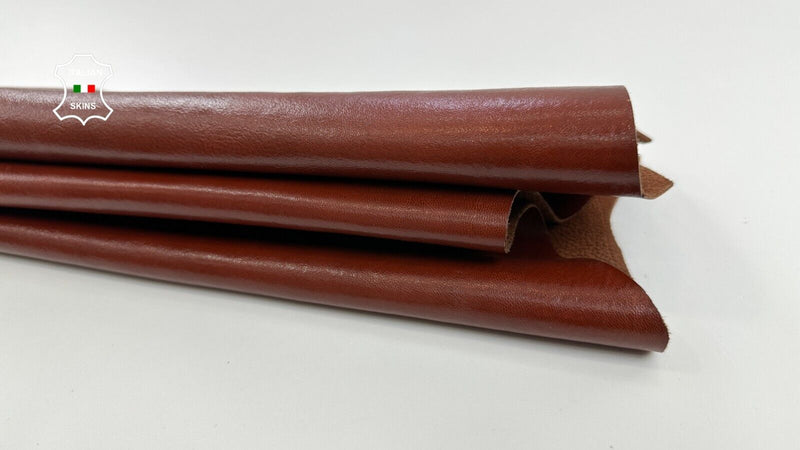 TERRACOTTA BROWN COATED SHINY ROUGH Thick Strong Goat Leather 4+sqf 1.2mm #C2403