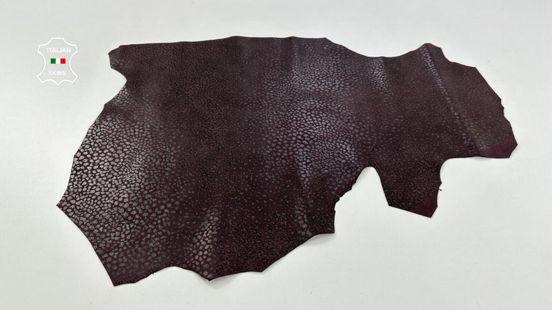 BURGUNDY CHITA LEOPARD Print on Italian Goatskin leather 3sqf 0.9mm #C2745