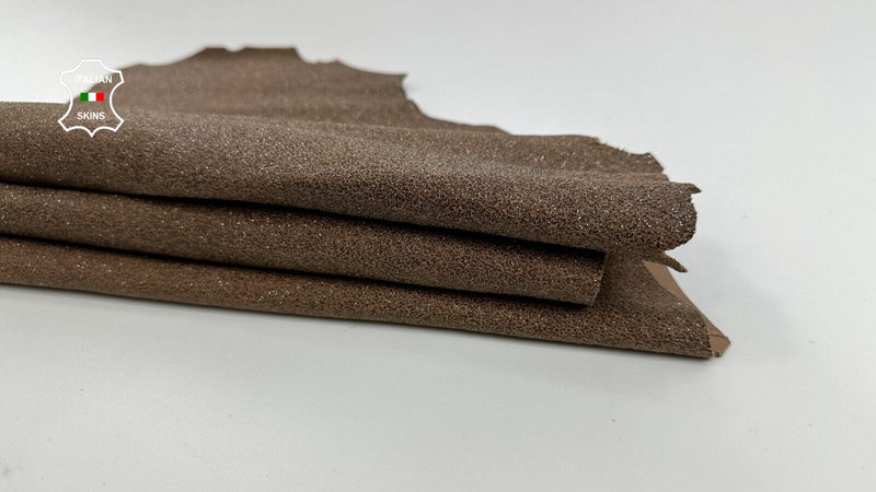 BROWN GLITTERED SHIMMER ROUGH Soft Goatskin leather hides skins 4sqf 1.0mm C2941