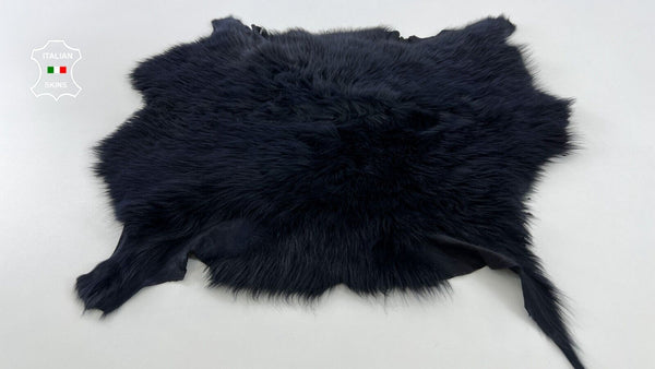 DARK BLUE LONG Soft Hair On DOUBLE FACE sheepskin shearling fur  20"X22" #C545