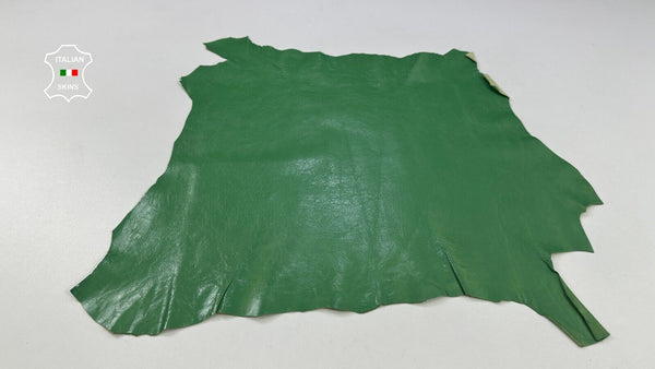 GREEN COATED CRINKLED Soft Italian Goatskin leather hides skin 3sqf 0.8mm #C2179