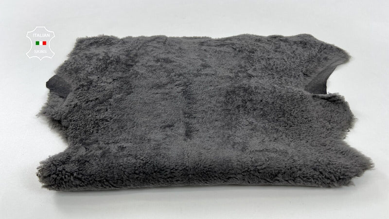 GREY SHORT HAIR On sheepskin Shearling Lamb hides skin Leather fur 14"x23" C1131