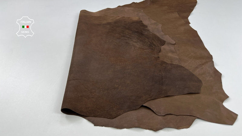 BROWN ANTIQUED Soft Italian Lambskin Sheep leather 2 skins 14sqf 0.7mm #C2014