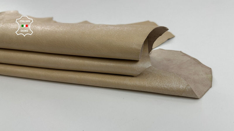 LIGHT SAND BEIGE PEARLIZED COATED Soft Lambskin Leather hide 5sqf 0.7mm #C2400