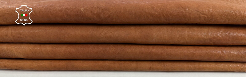 WASHED BROWN WRINKLED VEGETABLE TAN VINTAGE LOOK Lamb leather 6+sqf 1.1mm C2805