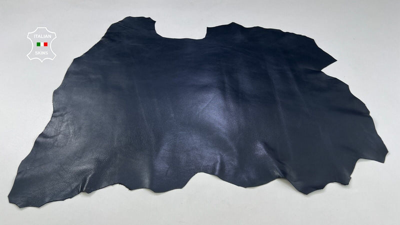 DARK BLUE SEMI GLOSS Italian Lambskin Sheep leather hides 5+sqf 0.8mm #C1983