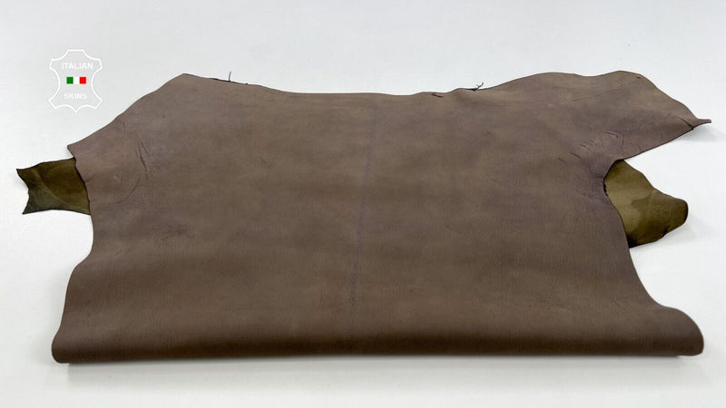 TAUPE BROWN NUBUCK GRAINY Thick Italian Goatskin leather hides 4+sqf 1.1mm C2008